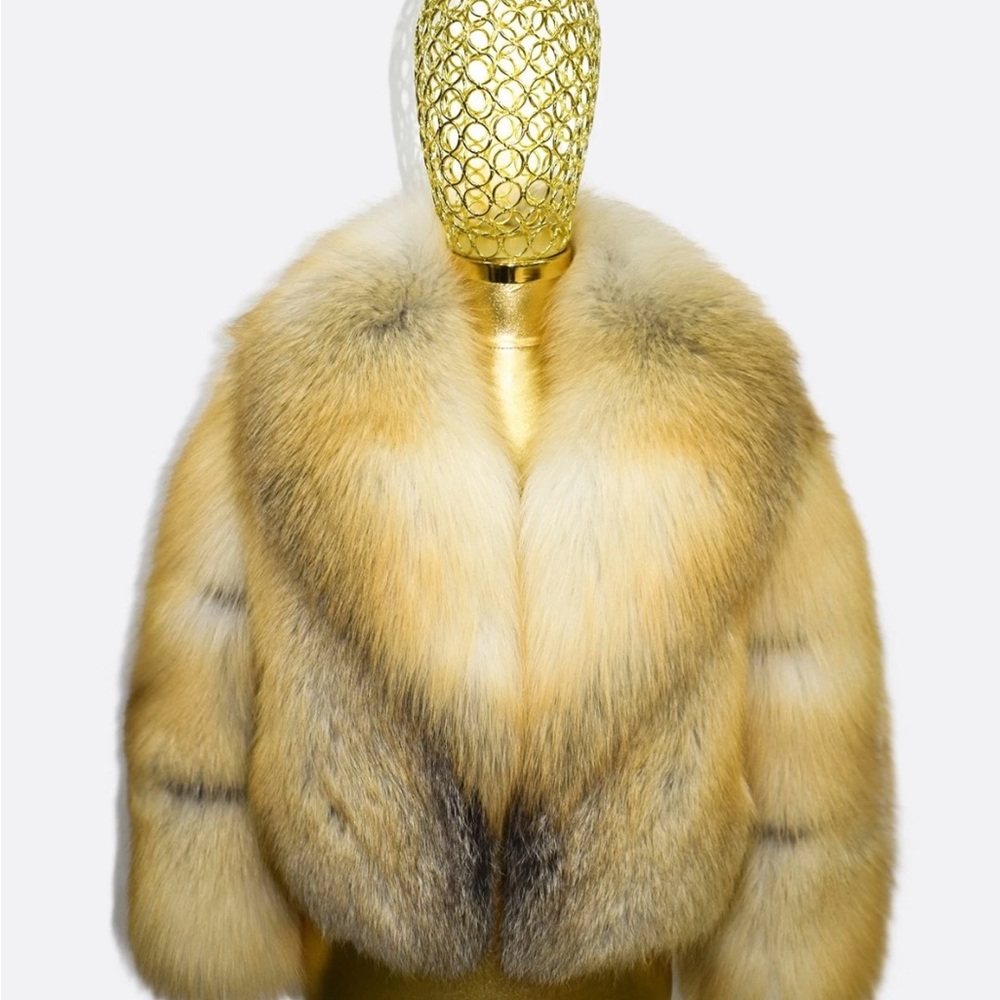 Cream Teddy Jacket with Plush Fur Collar and Voluminous Sleeves - Picture 8 of 8